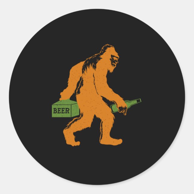 Bigfoot Beer Sasquatch Yeti Beer Lover Beer Bottle Classic Round Sticker (Front)