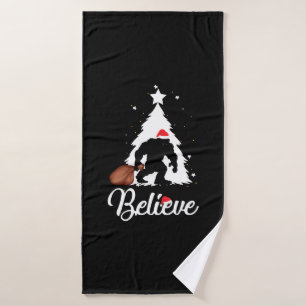 Bigfoot Believe Christmas Shirt Bath Towel