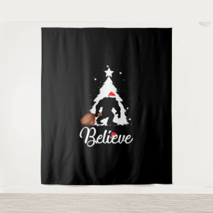Bigfoot Believe Christmas Shirt Tapestry