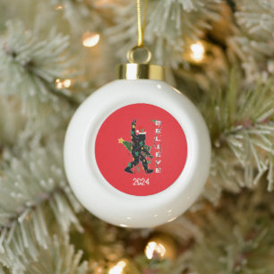 Bigfoot Believe In Christmas Ceramic Ball Christmas Ornament