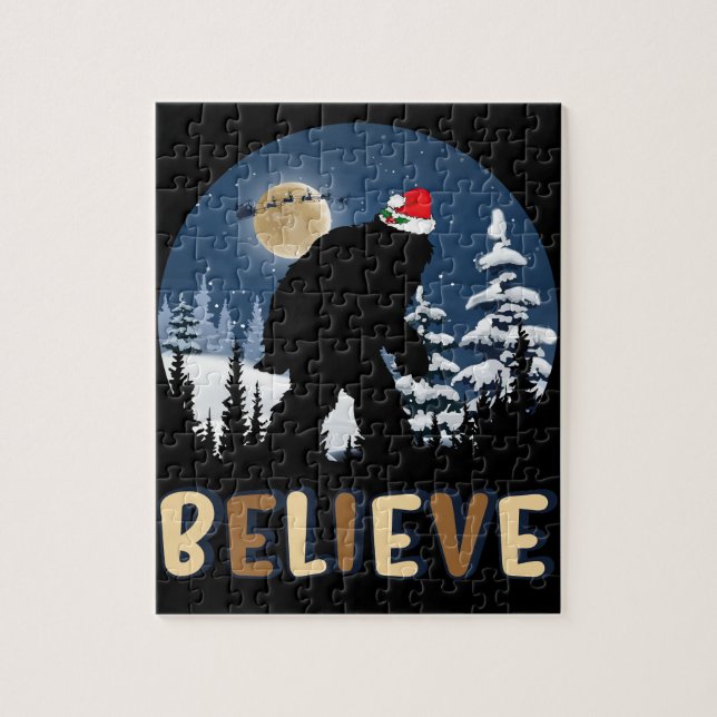  Bigfoot Believe In Christmas Funny Sasquatch Xmas Jigsaw Puzzle (Vertical)