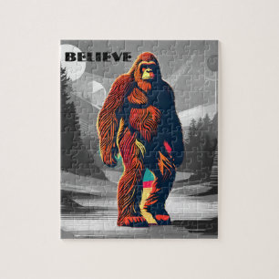 Bigfoot Believer Colorful Sasquatch Motivation Jigsaw Puzzle