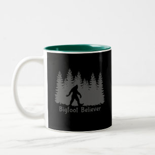 Bigfoot believer tree line Two-Tone coffee mug