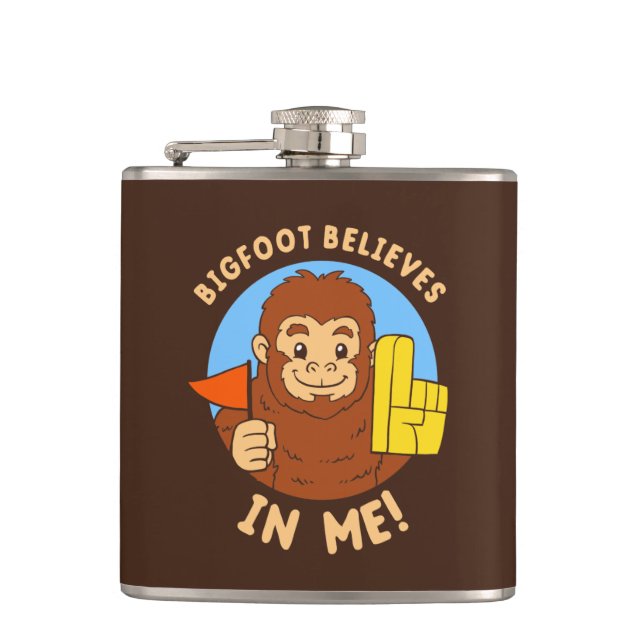 Bigfoot Believes In Me Hip Flask (Front)