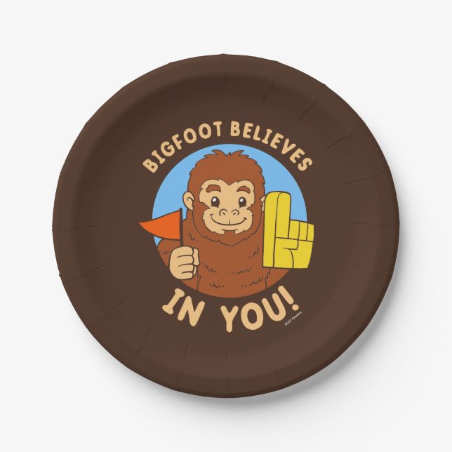 Bigfoot Believes In You Paper Plate (Front)