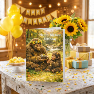 Bigfoot Birthday Cute Kids Folded Greeting Card