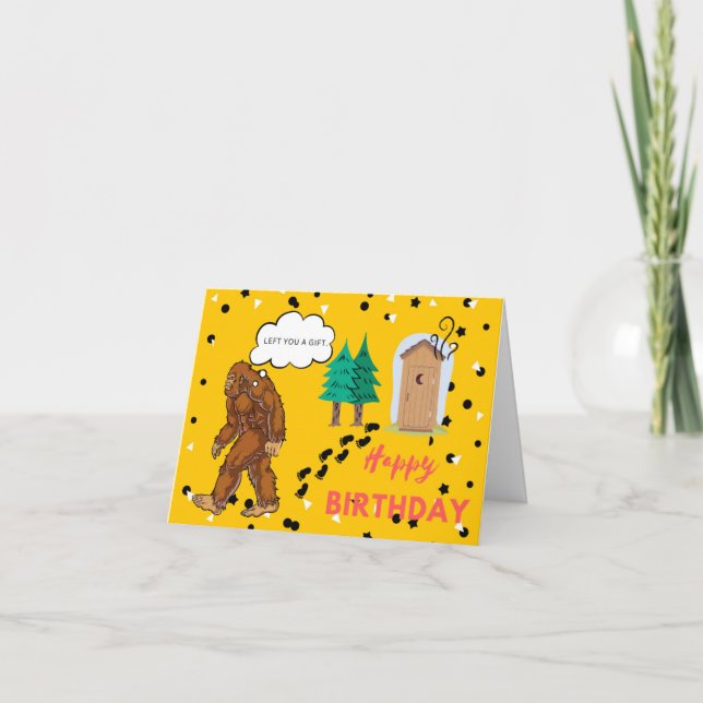 Bigfoot Birthday Silly Funny Folding Card (Front)