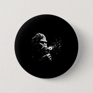 Bigfoot blowing dandelion vintage sasquatch men 6 cm round badge