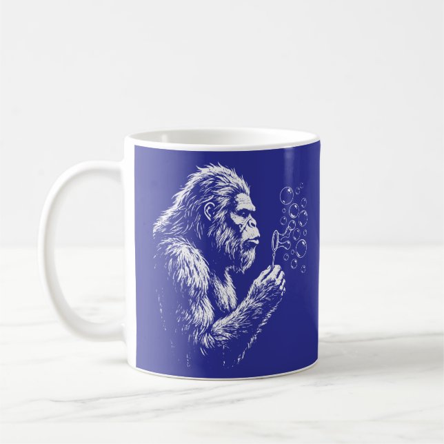 Bigfoot Blowing Soap Bubbles Coffee Mug (Left)