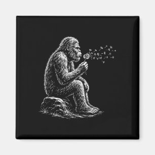 Bigfoot blowing wishes dandelion vintage sasquatch magnet