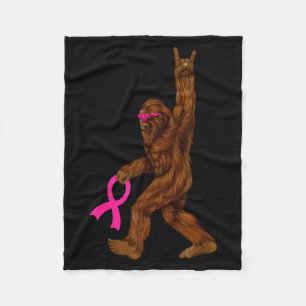 Bigfoot Breast Cancer Funny Sasquatch Nk Ribbon  Fleece Blanket