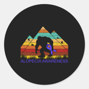 Bigfoot bring ALOPECIA AWARENESS ribbon Fun Classic Round Sticker