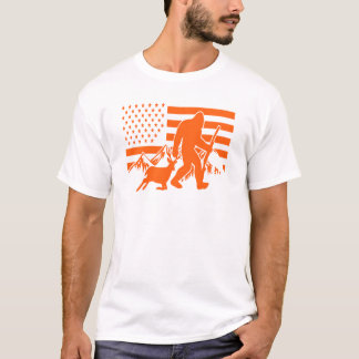 Bigfoot Buck Hunting Season USA Flag  T-Shirt