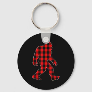 Bigfoot Buffalo Plaid Christmas Family Matching Key Ring
