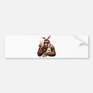 Bigfoot Bunny Funny Easter Day Sasquatch Bumper Sticker