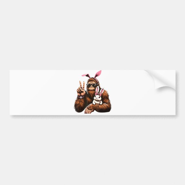 Bigfoot Bunny Funny Easter Day Sasquatch Bumper Sticker (Front)