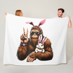 Bigfoot Bunny Funny Easter Day Sasquatch Fleece Blanket