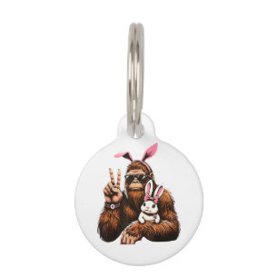 Bigfoot Bunny Funny Easter Day Sasquatch Pet Tag