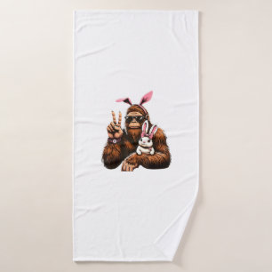 Bigfoot Bunny Funny Easter Day Sasquatch T-Shirt Bath Towel