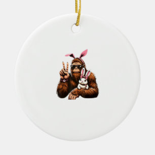 Bigfoot Bunny Funny Easter Day Sasquatch T-Shirt Ceramic Tree Decoration