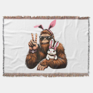 Bigfoot Bunny Funny Easter Day Sasquatch Throw Blanket