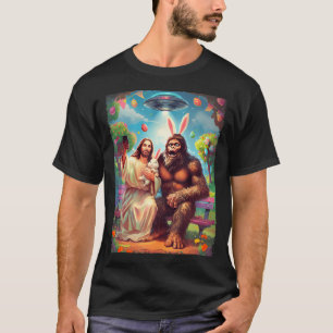 Bigfoot bunny funny easter jesus sasquatch selfie T-Shirt