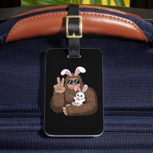 Bigfoot Bunny Rabbit Funny Easter Day Sasquatch Luggage Tag