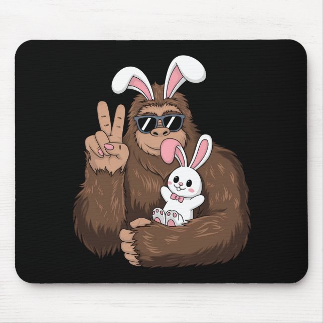 Bigfoot Bunny Rabbit Funny Easter Day Sasquatch Mouse Mat (Front)