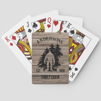 Bigfoot Cabin Rustic Wood Family Custom Name  Playing Cards