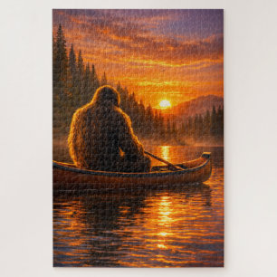 Bigfoot Canoe At Dusk Jigsaw Puzzle