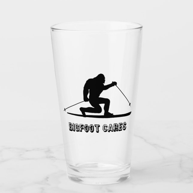 Bigfoot Cares Telemark Skiing Glass (Front)