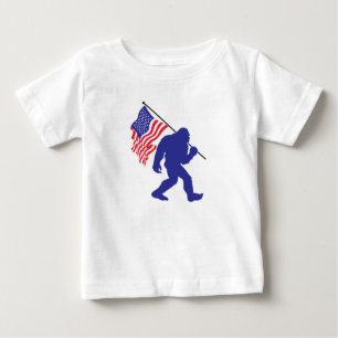 Bigfoot Carrying an American Flag Baby T-Shirt