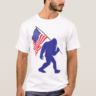 Bigfoot Carrying an American Flag T-Shirt