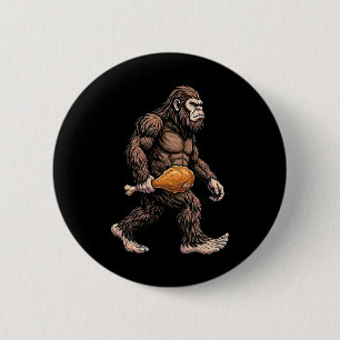 Bigfoot Carrying Chicken Drumstick Sasquatch Lover 6 Cm Round Badge
