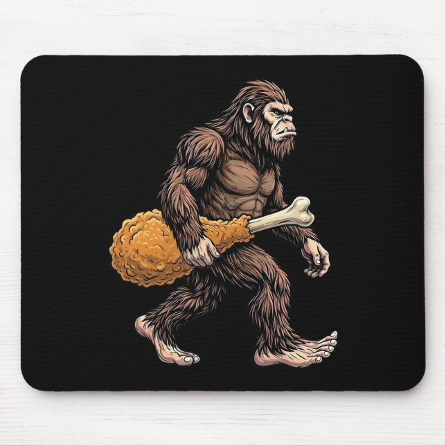 Bigfoot Carrying Chicken Drumstick Sasquatch Lover Mouse Mat (Front)