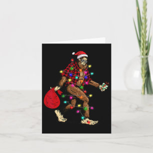 Bigfoot Carrying Christmas Tree Sasquatch Pajama Card