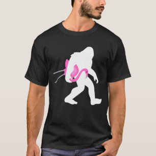 Bigfoot Carrying Lawn Flamingo Funny Sasquatch Gif T-Shirt