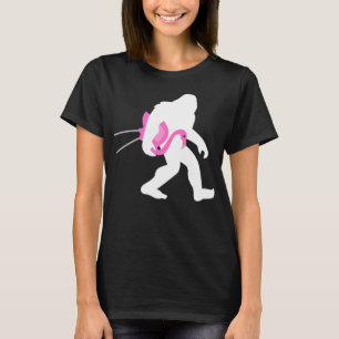Bigfoot Carrying Lawn Flamingo Funny Sasquatch Gif T-Shirt