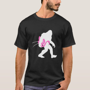 Bigfoot Carrying Lawn Flamingo Funny Sasquatch Gif T-Shirt