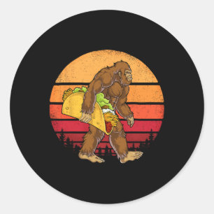Bigfoot Carrying Taco Funny Cinco De Mayo Boys Men Classic Round Sticker