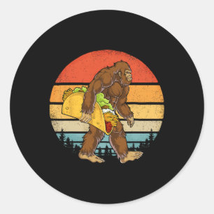 Bigfoot Carrying Taco Funny Cinco De Mayo Boys Men Classic Round Sticker