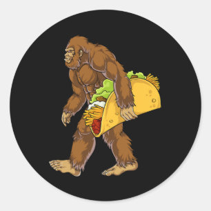 Bigfoot Carrying Taco Funny Cinco De Mayo Boys Men Classic Round Sticker
