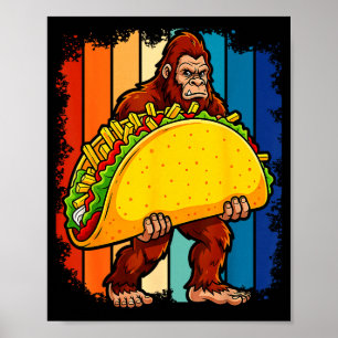 Bigfoot Carrying Taco Funny Cinco De Mayo Boys Men Poster