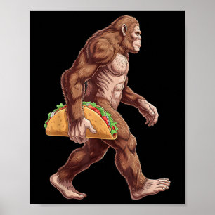 Bigfoot Carrying Taco Funny Cinco De Mayo Boys Men Poster