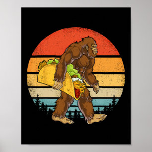 Bigfoot Carrying Taco Funny Cinco De Mayo Boys Men Poster