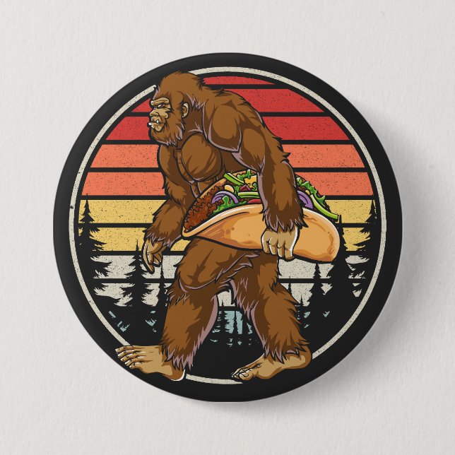 Bigfoot Carrying Taco Round 7.5 Cm Round Badge (Front)