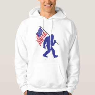 Bigfoot Carrying the American Flag Hoodie