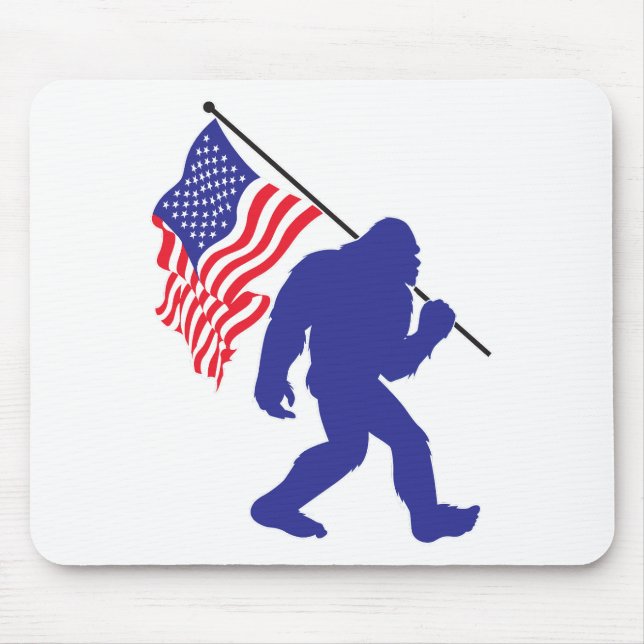 Bigfoot Carrying the American Flag Mouse Mat (Front)