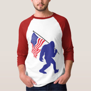 Bigfoot Carrying the American Flag T-Shirt