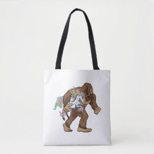 Bigfoot Carrying Unicorn Funny Sasquatch Gifts  Tote Bag